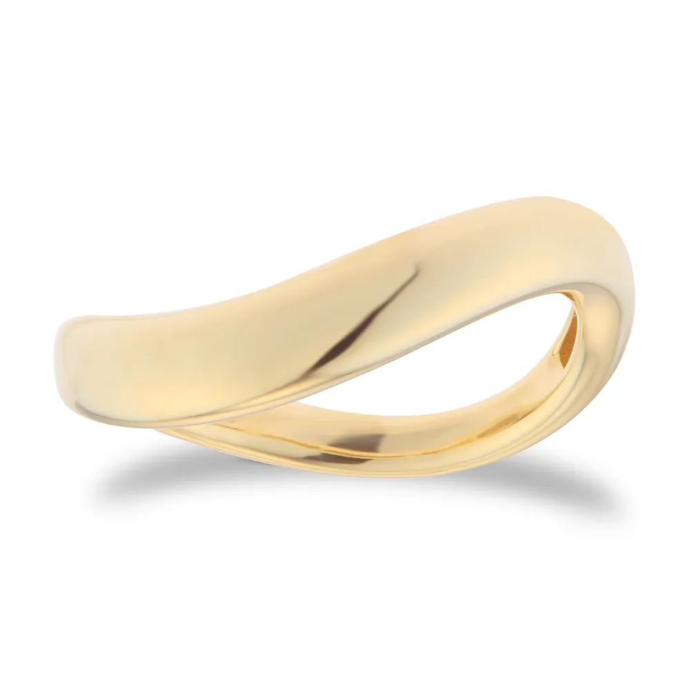 9ct Yellow Gold Wide Fluid Wave Ring
