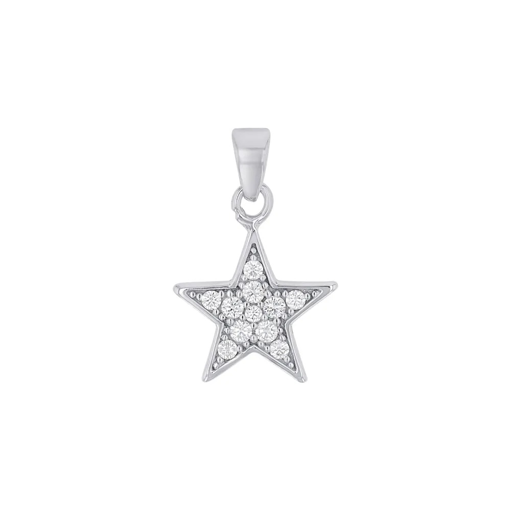 AMOR 9ct White Gold Cubic Zirconia Star Pendant