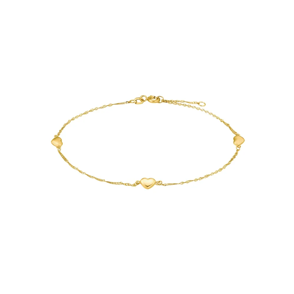 AMOR 9ct Yellow Gold Singapore Chain Anklet - 23cm