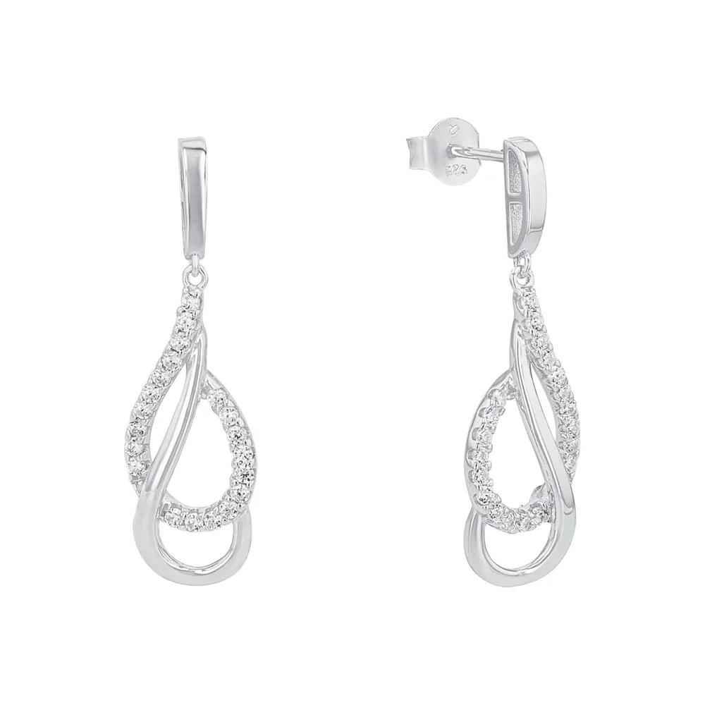 AMOR Silver 28mm Swirl Drop Earrings