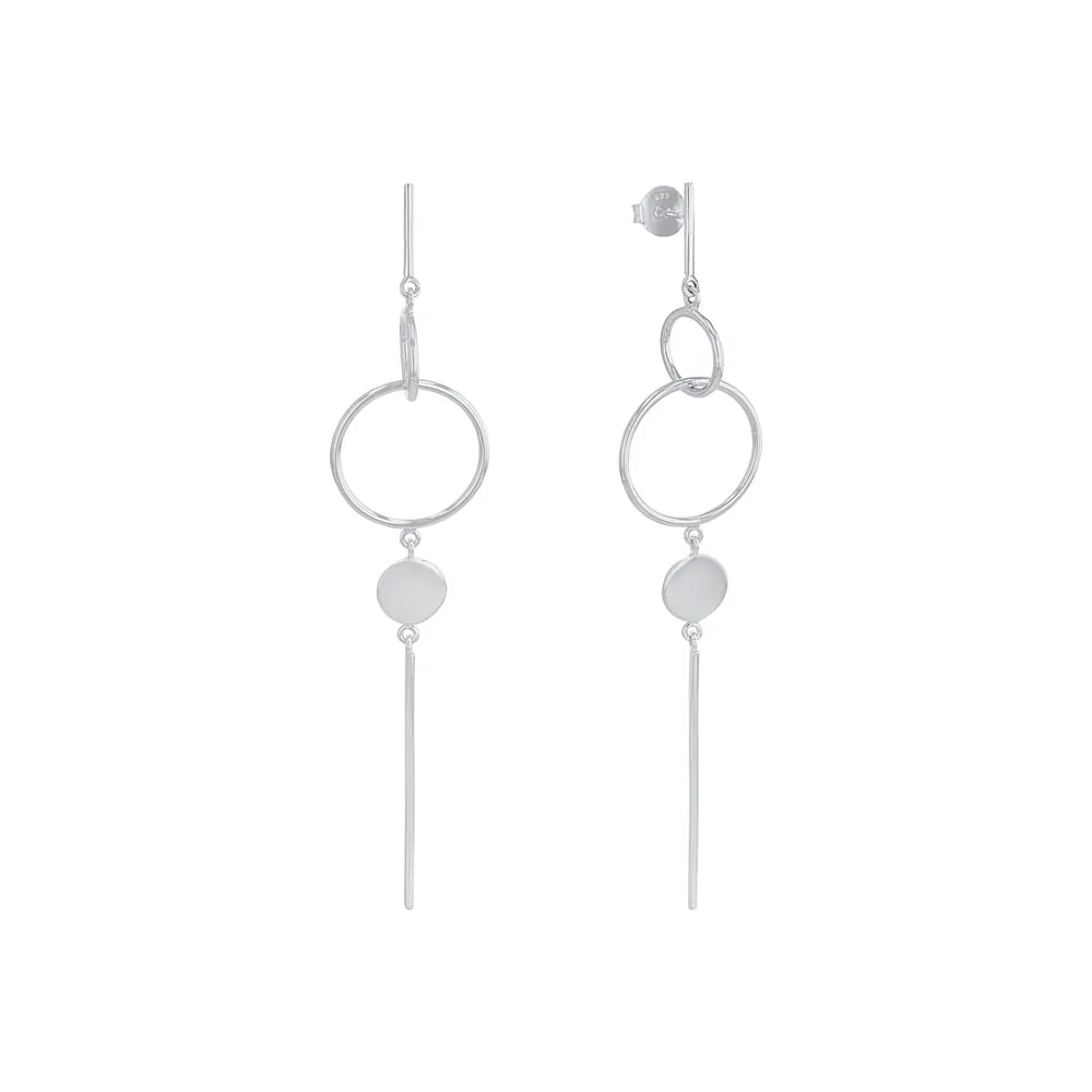 AMOR Silver Circular Drop Earrings