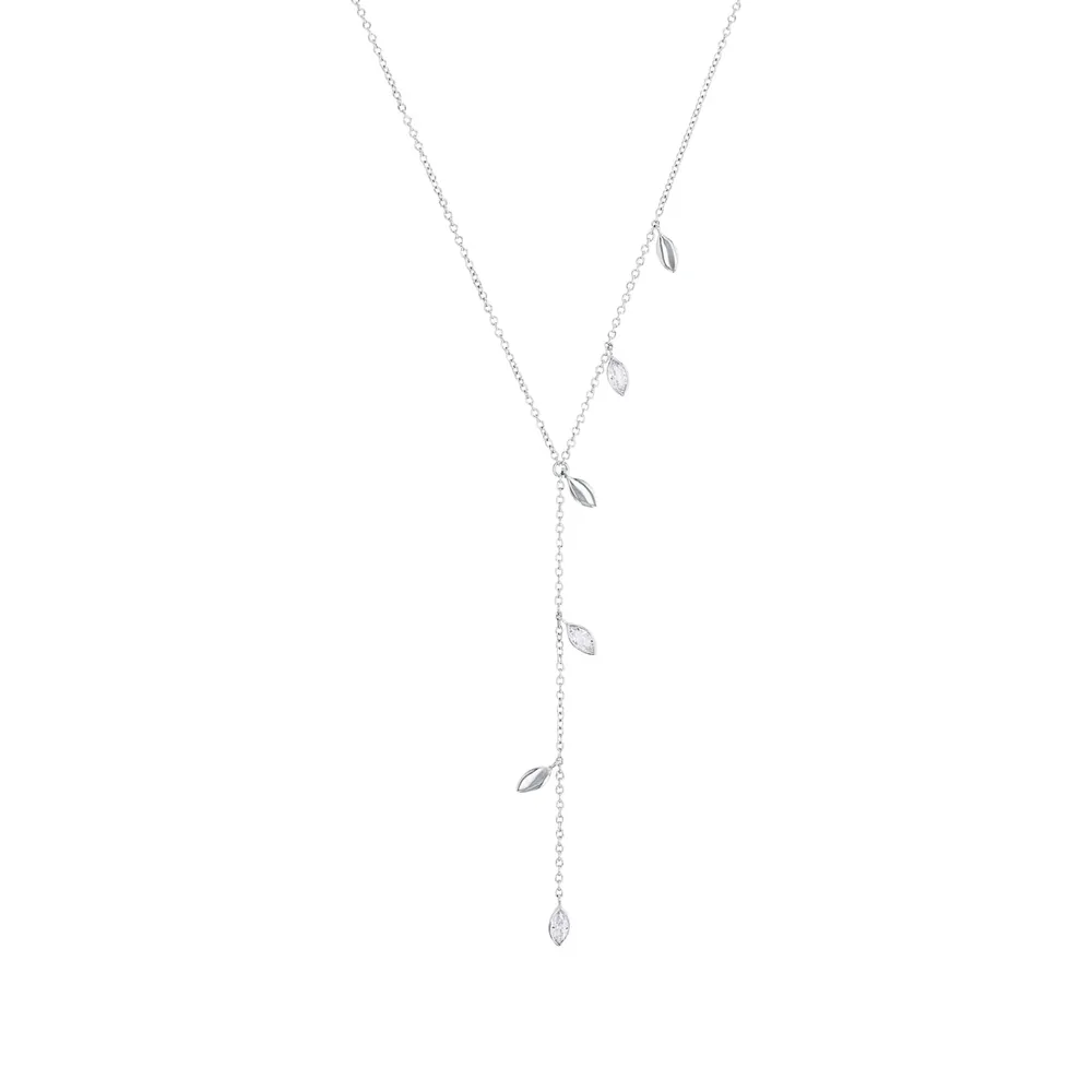 AMOR Silver Cubic Zirconia Drop Necklace