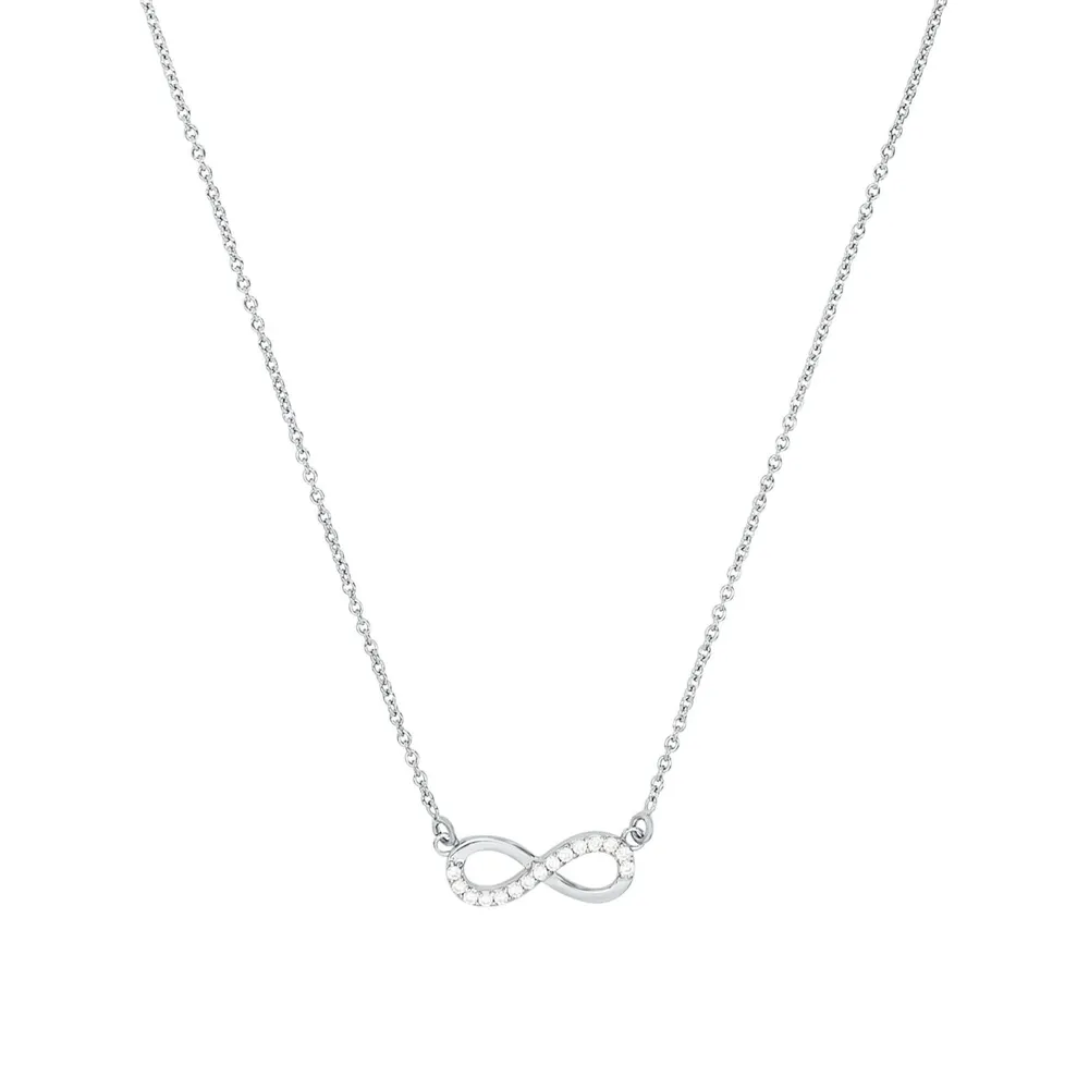 AMOR Silver Cubic Zirconia Infinity Loop Pendant Necklace