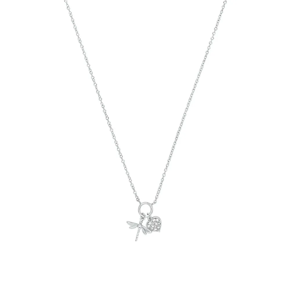 AMOR Silver Dragonfly Pendant Necklace
