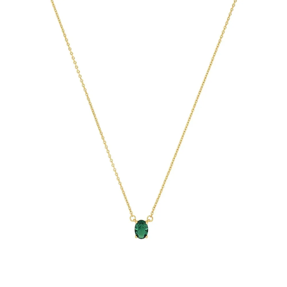 AMOR Silver Green Stone Pendant Necklace
