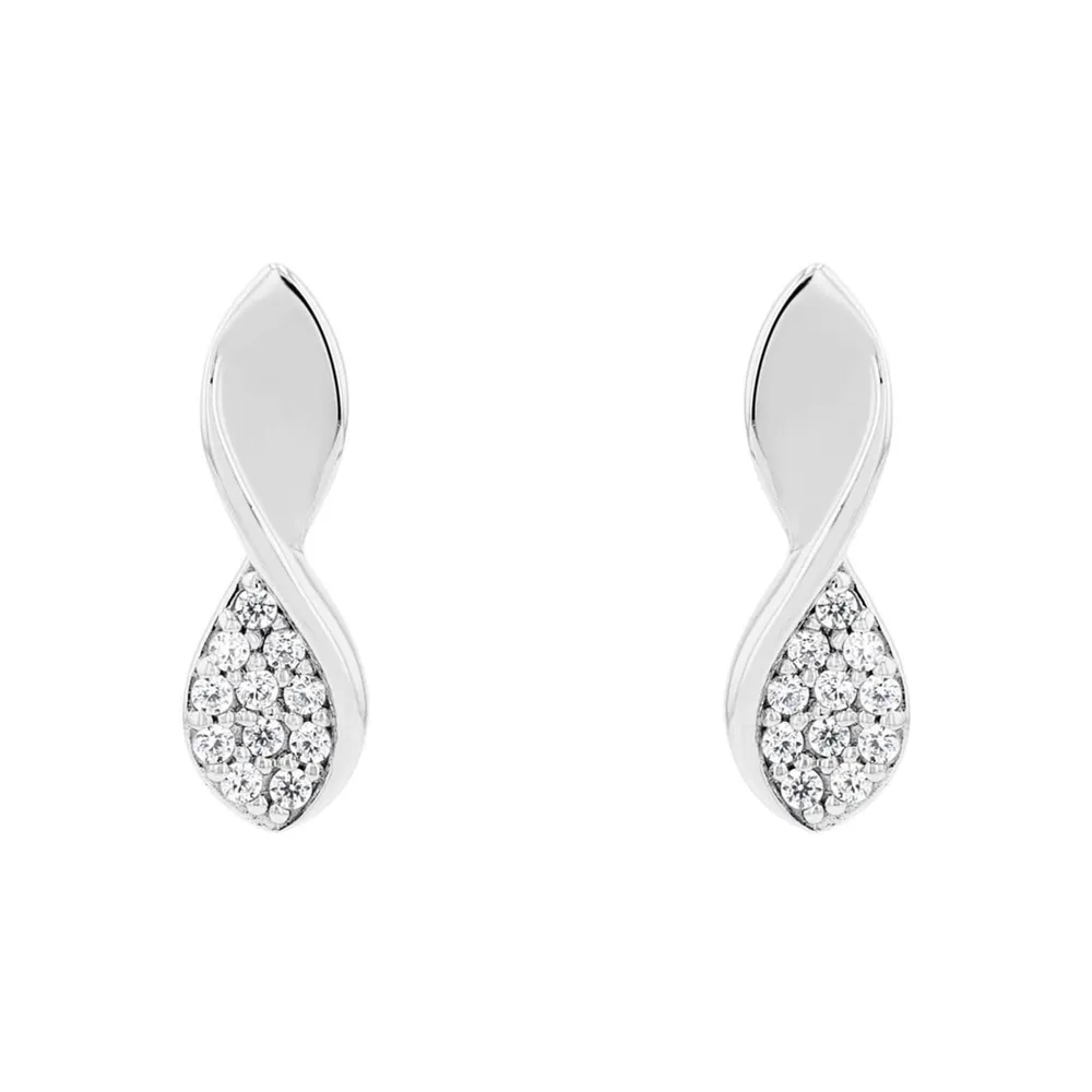 AMOR Sterling Silver Cubic Zirconia Drop Earrings