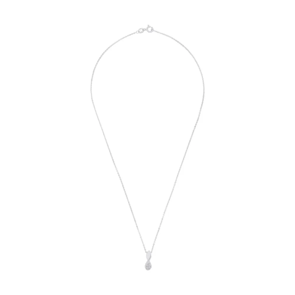 AMOR Sterling Silver Cubic Zirconia Drop Pendant Necklace