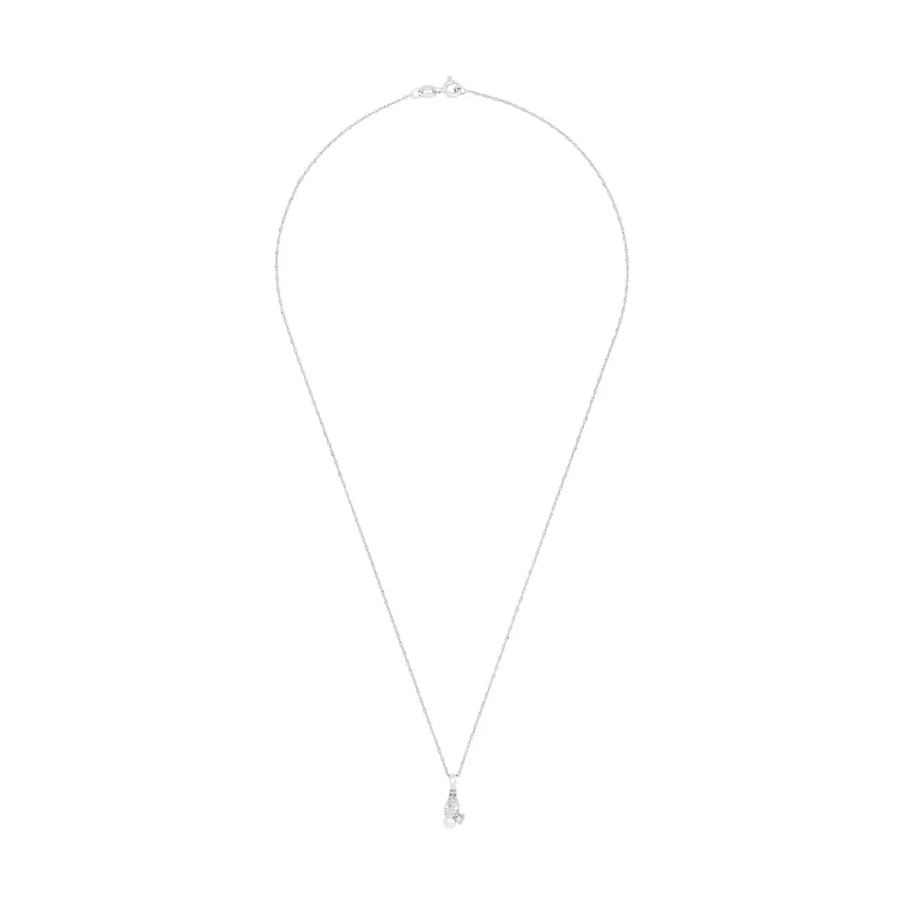 AMOR Sterling Silver Pearl & Cubic Zirconia Pendant Necklace