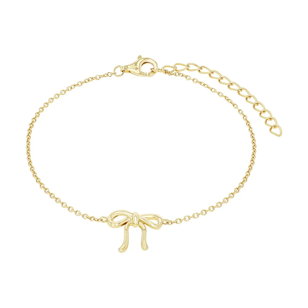 AMOR Yellow Gold Coloured Sterling Silver Bow Bracelet