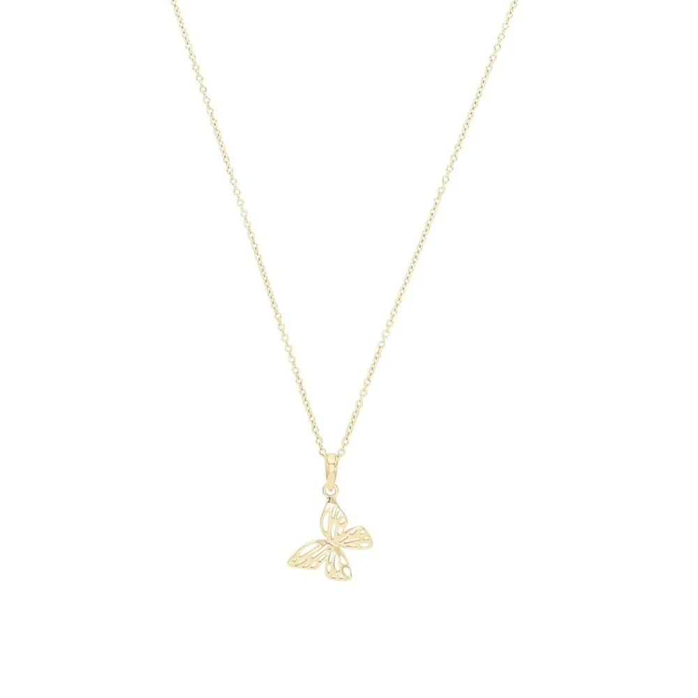 AMOR Yellow Gold Coloured Sterling Silver Butterfly Pendant Necklace