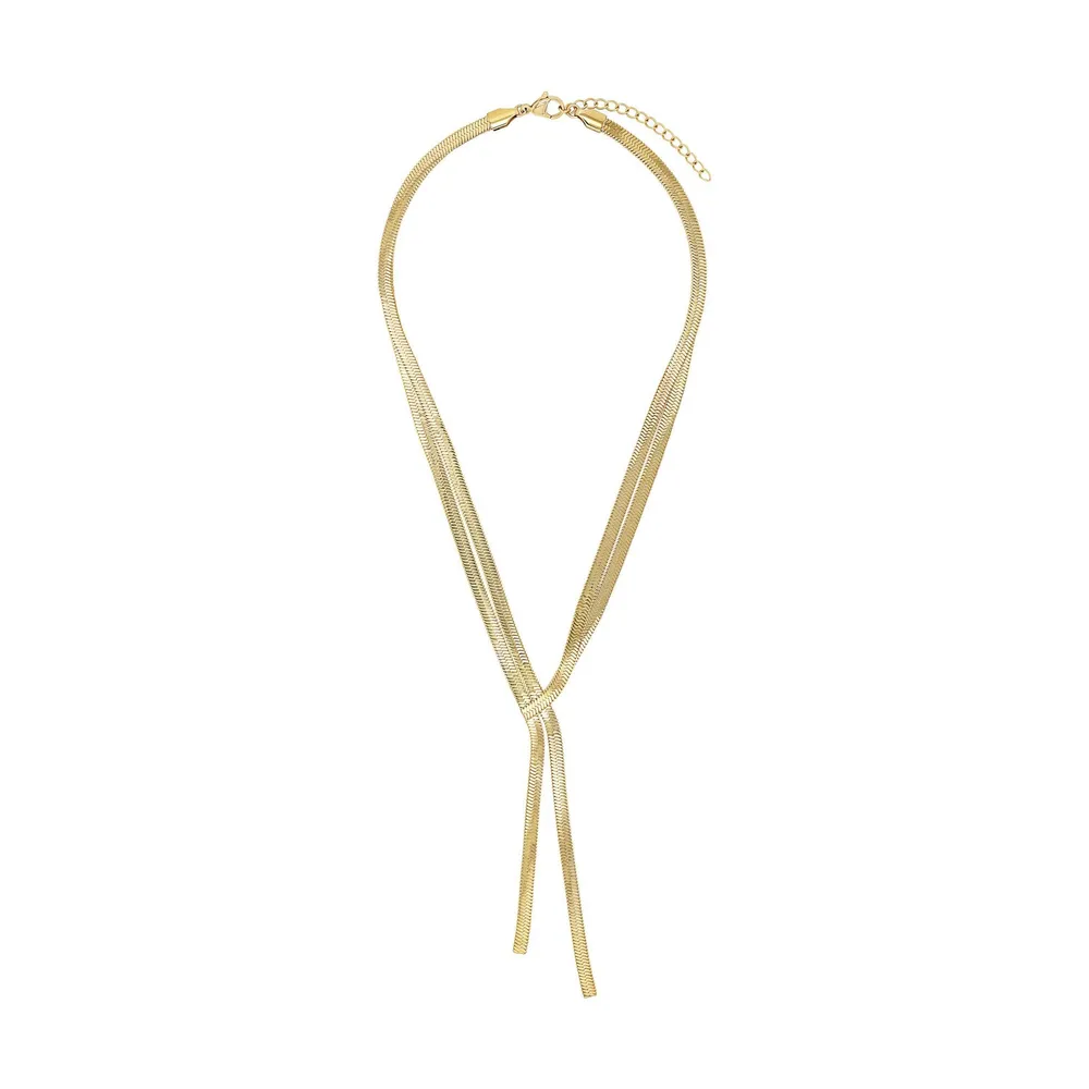 AMOR Yellow Gold Coloured Y Chain Necklace