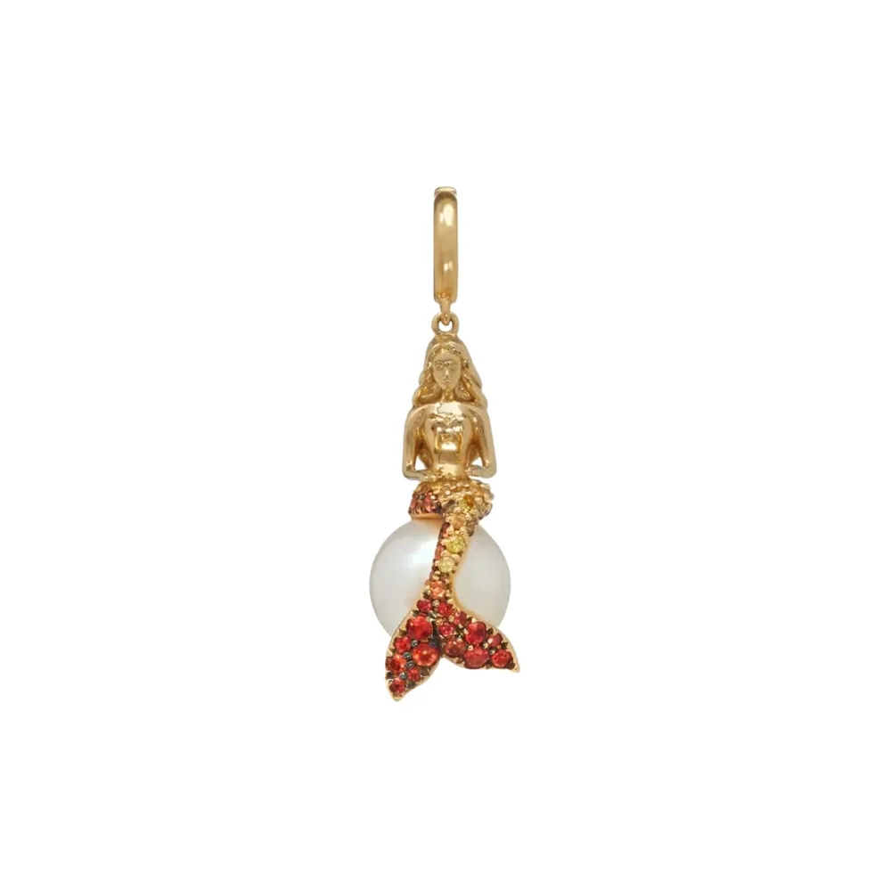 Annoushka Annoushka x The Vampire's Wife Mermaid Charm Pendant In 18ct Yellow Gold With Pearl And Sapphires