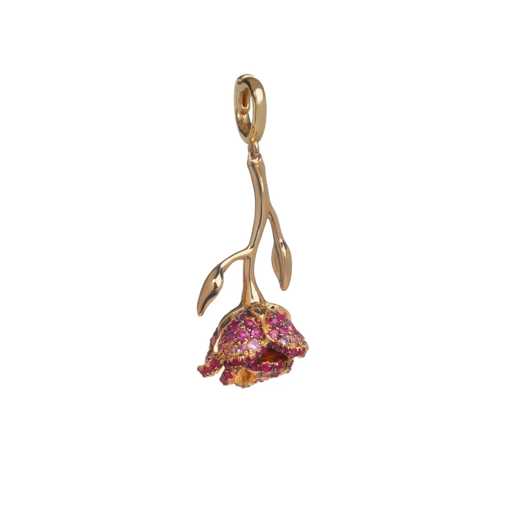 Annoushka Annoushka x The Vampire's Wife Rose Charm Pendant in 18ct Yellow Gold With Sapphires