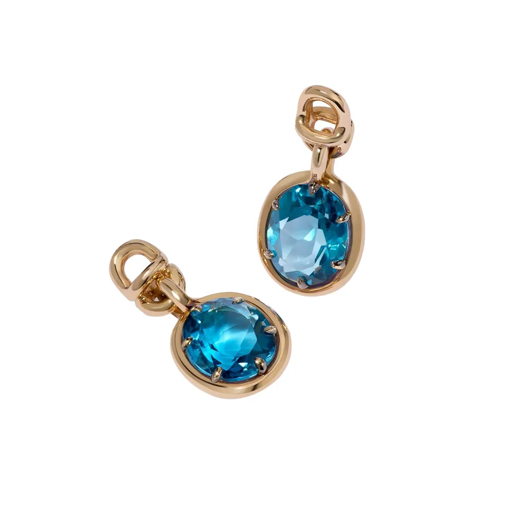 Annoushka Earring Drops In 14ct Yellow Gold With Blue Topaz