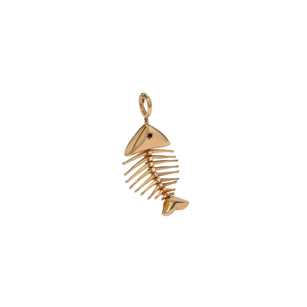Annoushka Fish Bones Charm Pendant In 18ct Yellow Gold With Diamonds