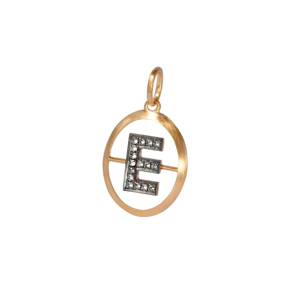 Annoushka Initials E Pendant In 18ct Yellow Gold With Diamonds