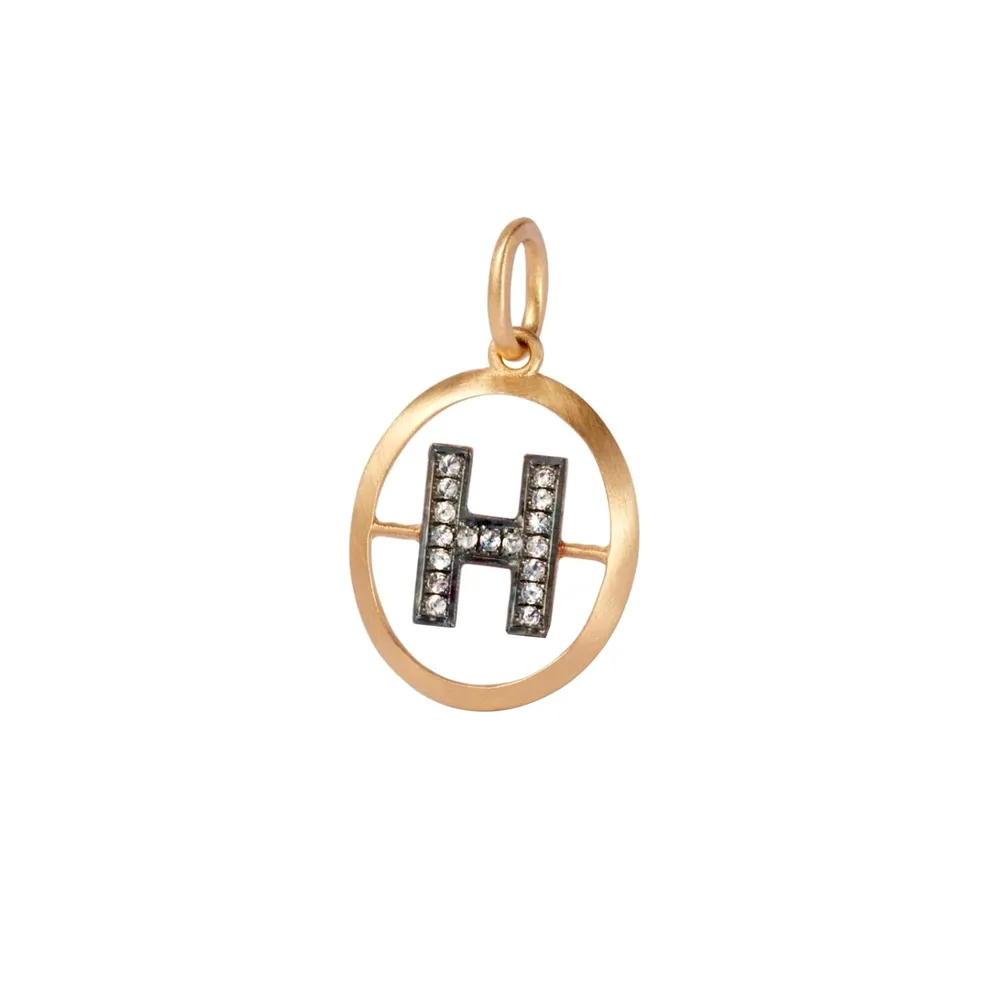 Annoushka Initials H Pendant In 18ct Yellow Gold With Diamonds