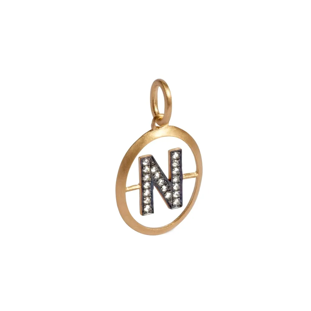 Annoushka Initials N Pendant In 18ct Yellow Gold With Diamonds