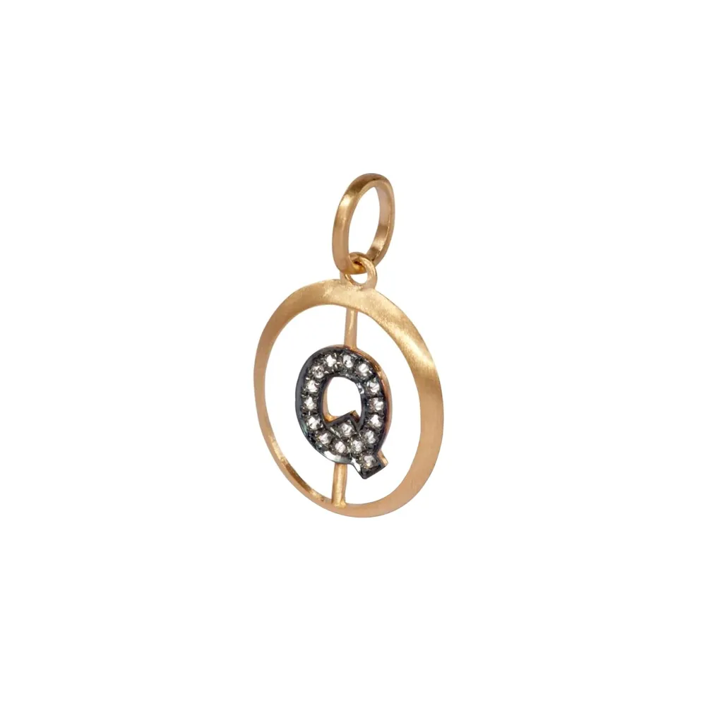 Annoushka Initials Q Pendant In 18ct Yellow Gold With Diamonds