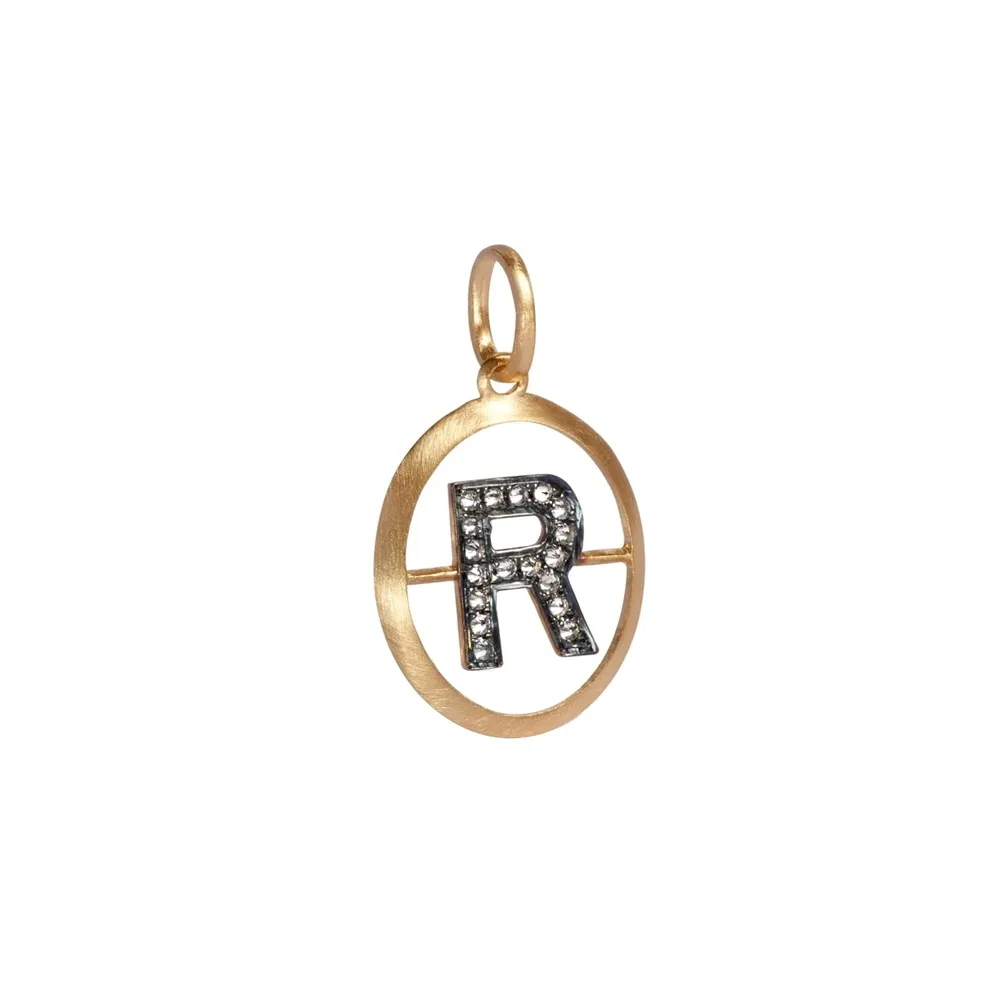 Annoushka Initials R Pendant In 18ct Yellow Gold With Diamonds