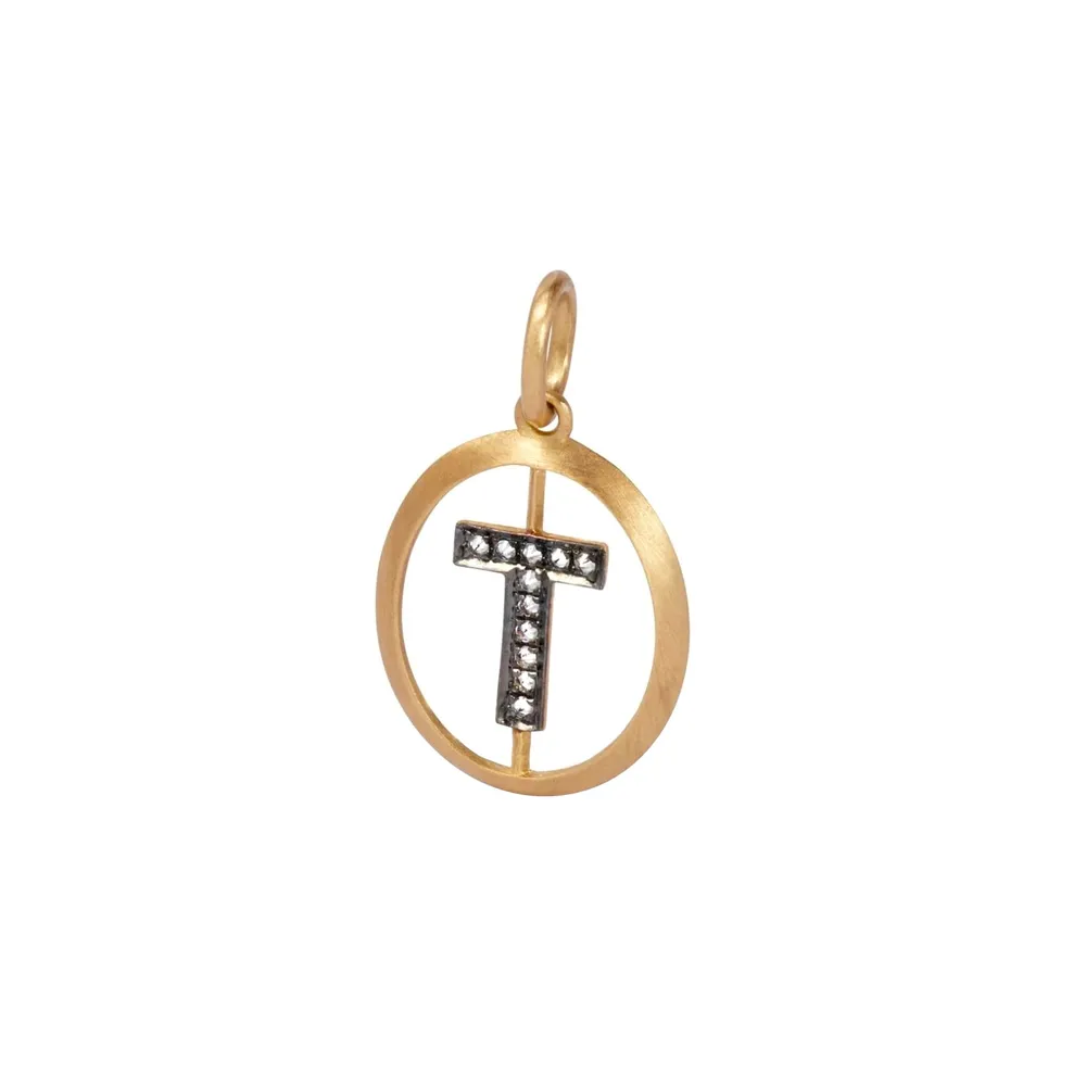 Annoushka Initials T Pendant In 18ct Yellow Gold With Diamonds
