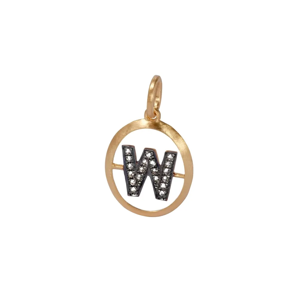 Annoushka Initials W Pendant In 18ct Yellow Gold With Diamonds