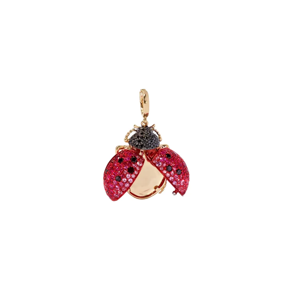 Annoushka Mythology Ladybird Locket Charm Pendant In 18ct Yellow Gold With Sapphire, Diamond & Ruby