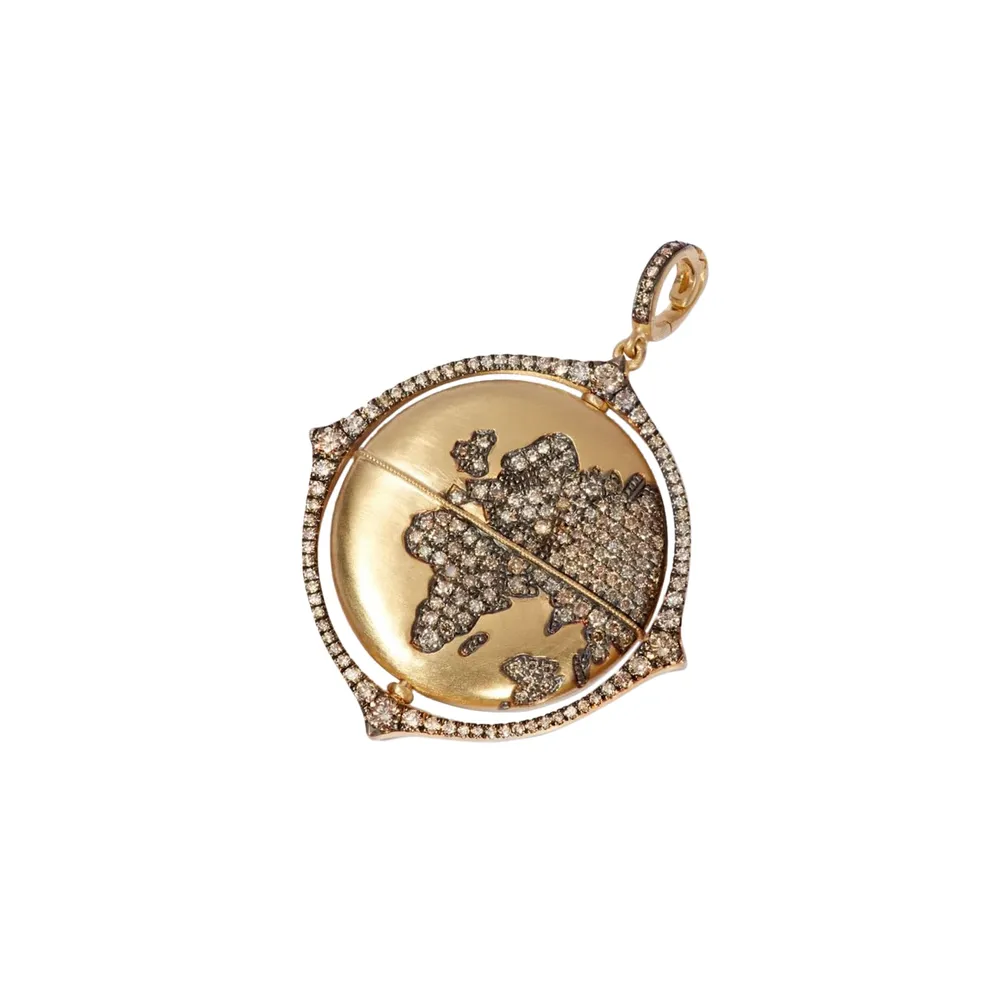 Annoushka Mythology Spinning Globe Pendant In 18ct Yellow Gold With Diamonds