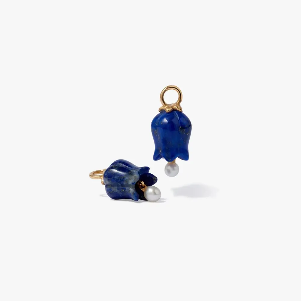 Annoushka Tulip Earring Drops In 18ct Yellow Gold With Lapis Lazuli and Pearls