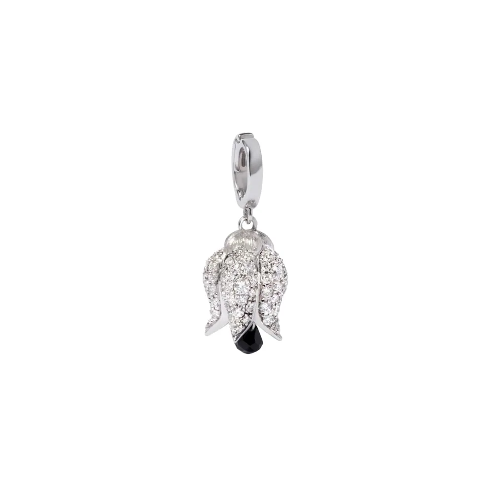Annoushka Tulips Charm Pendant In 18ct White Gold With Diamonds and Briolette Spinel