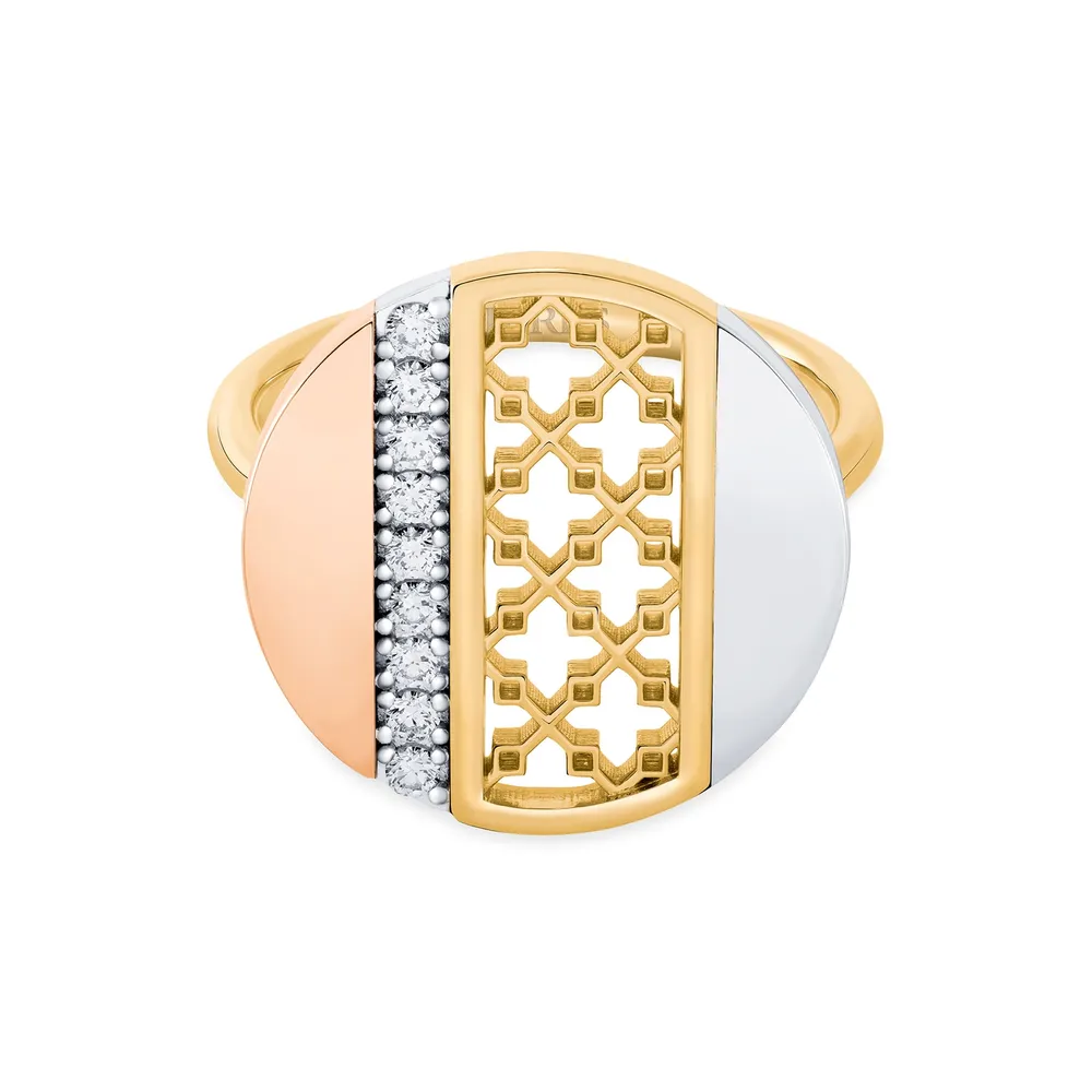 Bijoux Birks Dare to Dream 18ct Tri-Gold 0.16ct Diamond Circle Ring
