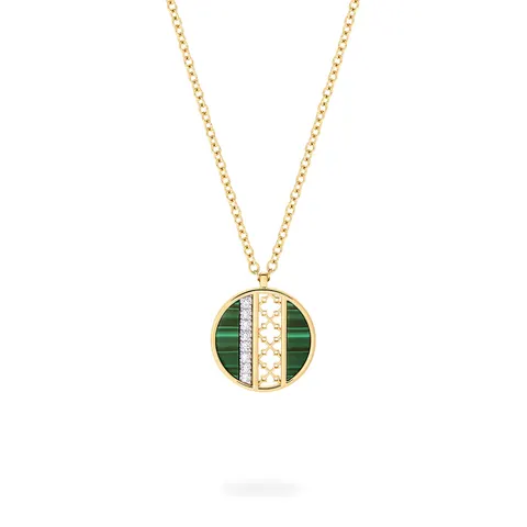 Bijoux Birks Dare To Dream 18ct Yellow Gold Diamond & Malachite Pendant