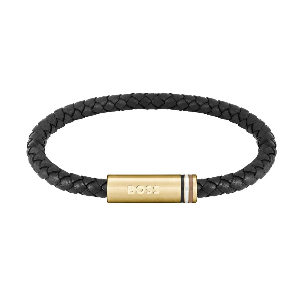 Boss Gents BOSS Black Braided Leather Bracelet