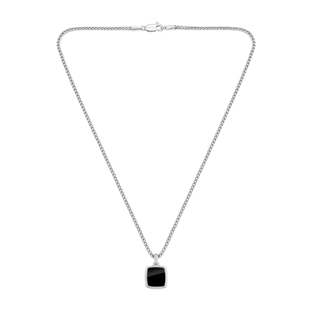 Boss Gents BOSS Stainless Steel Necklace With a Black Onyx Pendant