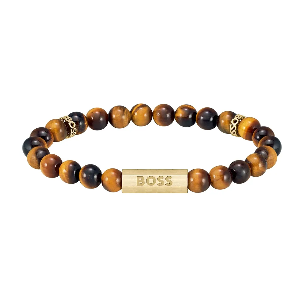 Boss Gents BOSS Tiger Eye Beaded Bracelet