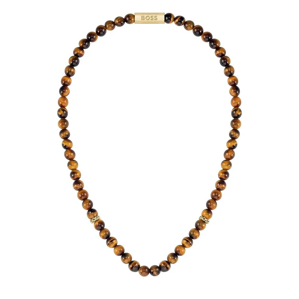 Boss Gents BOSS Tiger Eye Beaded Necklace