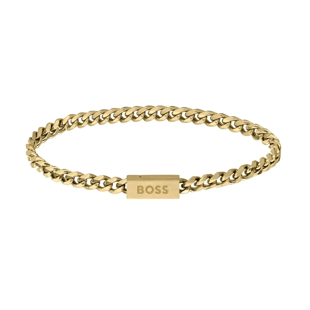 Boss Gents BOSS Yellow Gold Coloured Chain Bracelet