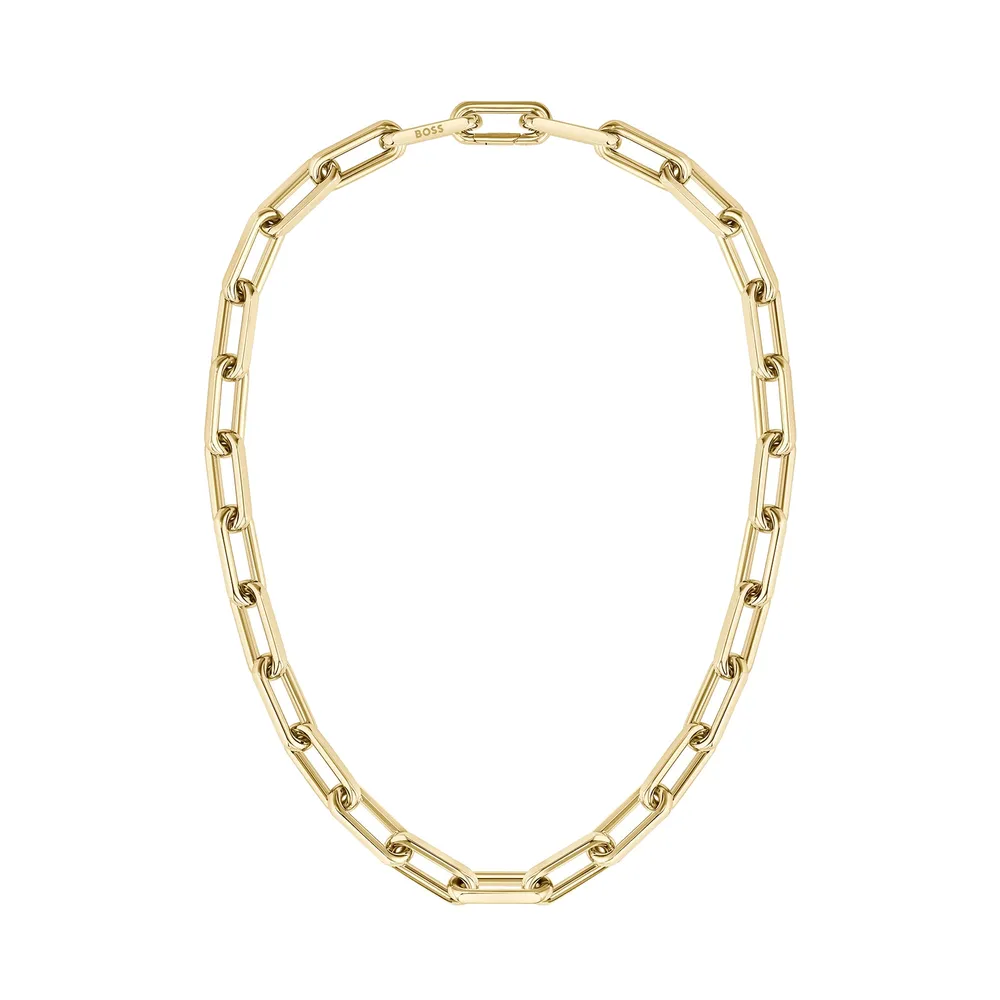 Boss Ladies BOSS Halia Light Gold Coloured Linked Necklace