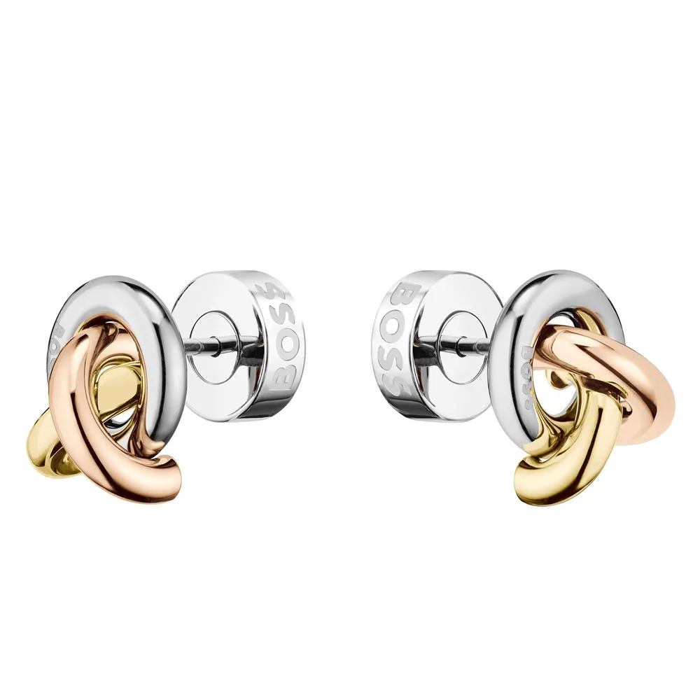 Boss Ladies BOSS Harmonie Tri Coloured Knot Stud Earrings
