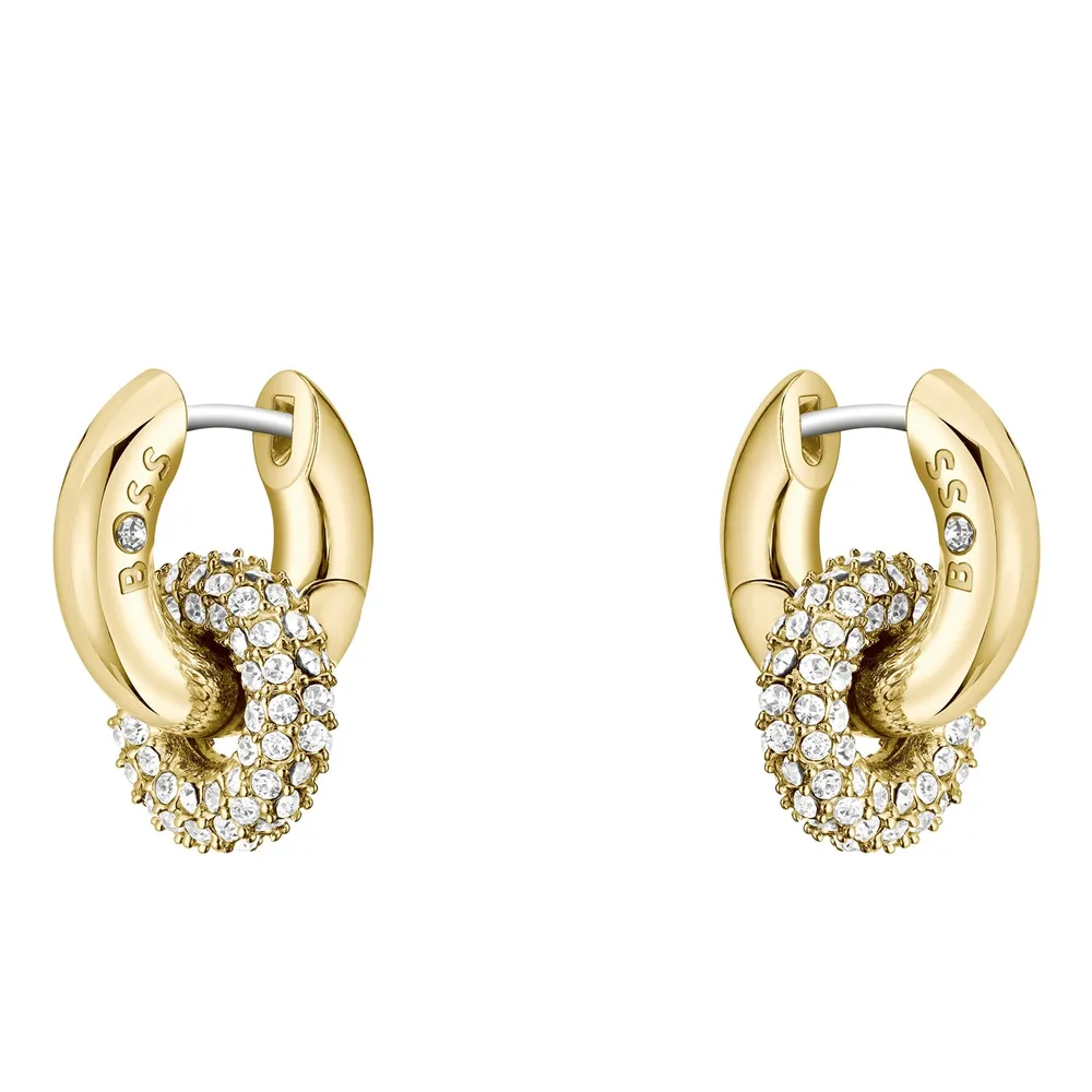 Boss Ladies BOSS Live Precious Yellow Gold Coloured Cubic Zirconia Hoop Earrings