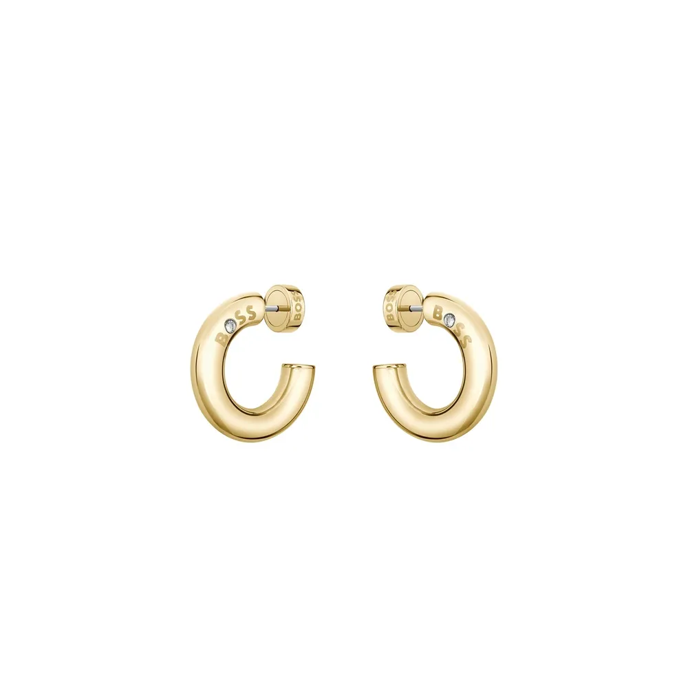 Boss Ladies BOSS Live Yellow Gold Coloured Hoop Earrings