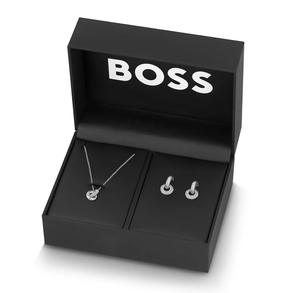 Boss Stainless Steel Ladies Necklace and Earrings Gift Set