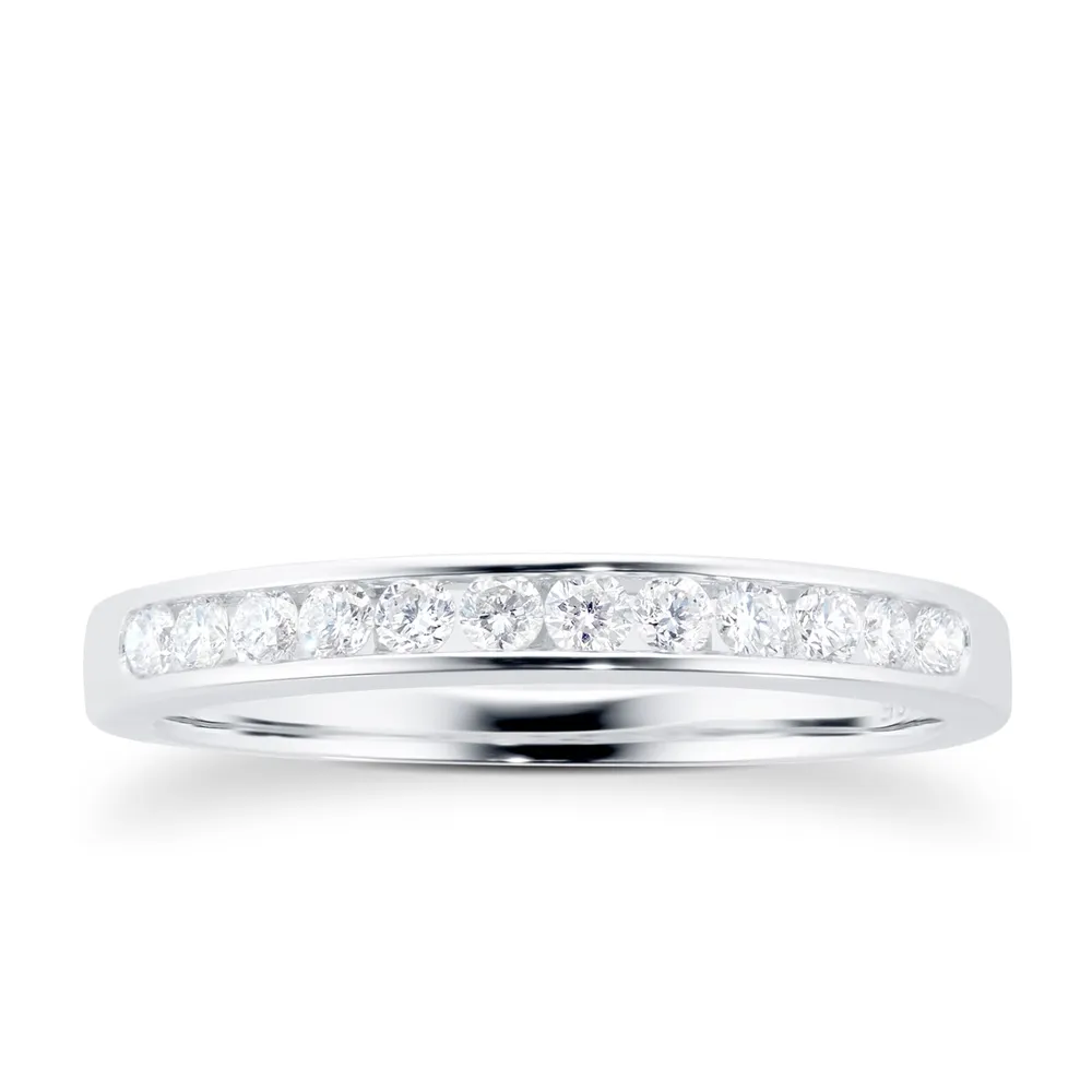 Brilliant Cut 0.25ct Channel Set Half Eternity Ring In 9ct White Gold