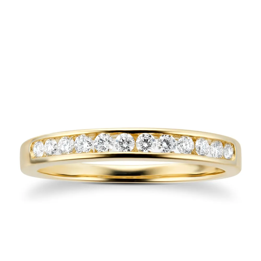 Brilliant Cut 0.25ct Channel Set Half Eternity Ring In 9ct Yellow Gold