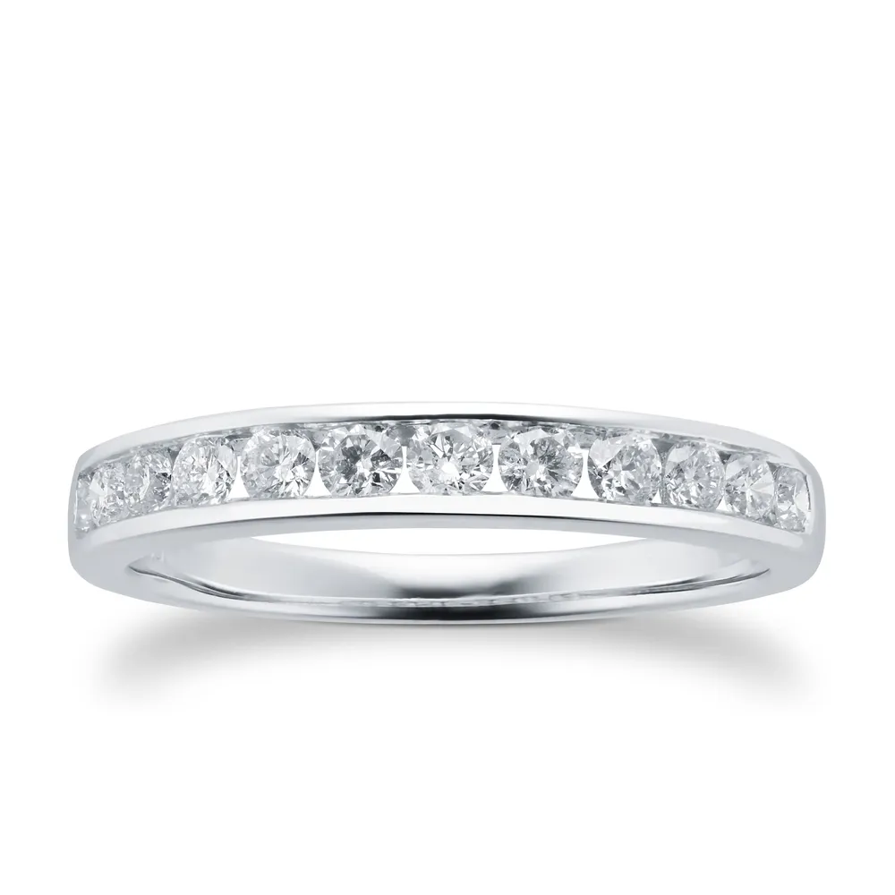 Brilliant Cut 0.50ct Channel Set Half Eternity Ring In 9ct White Gold