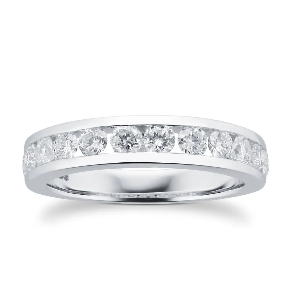 Brilliant Cut 1.00ct Channel Set Half Eternity Ring In 9ct White Gold
