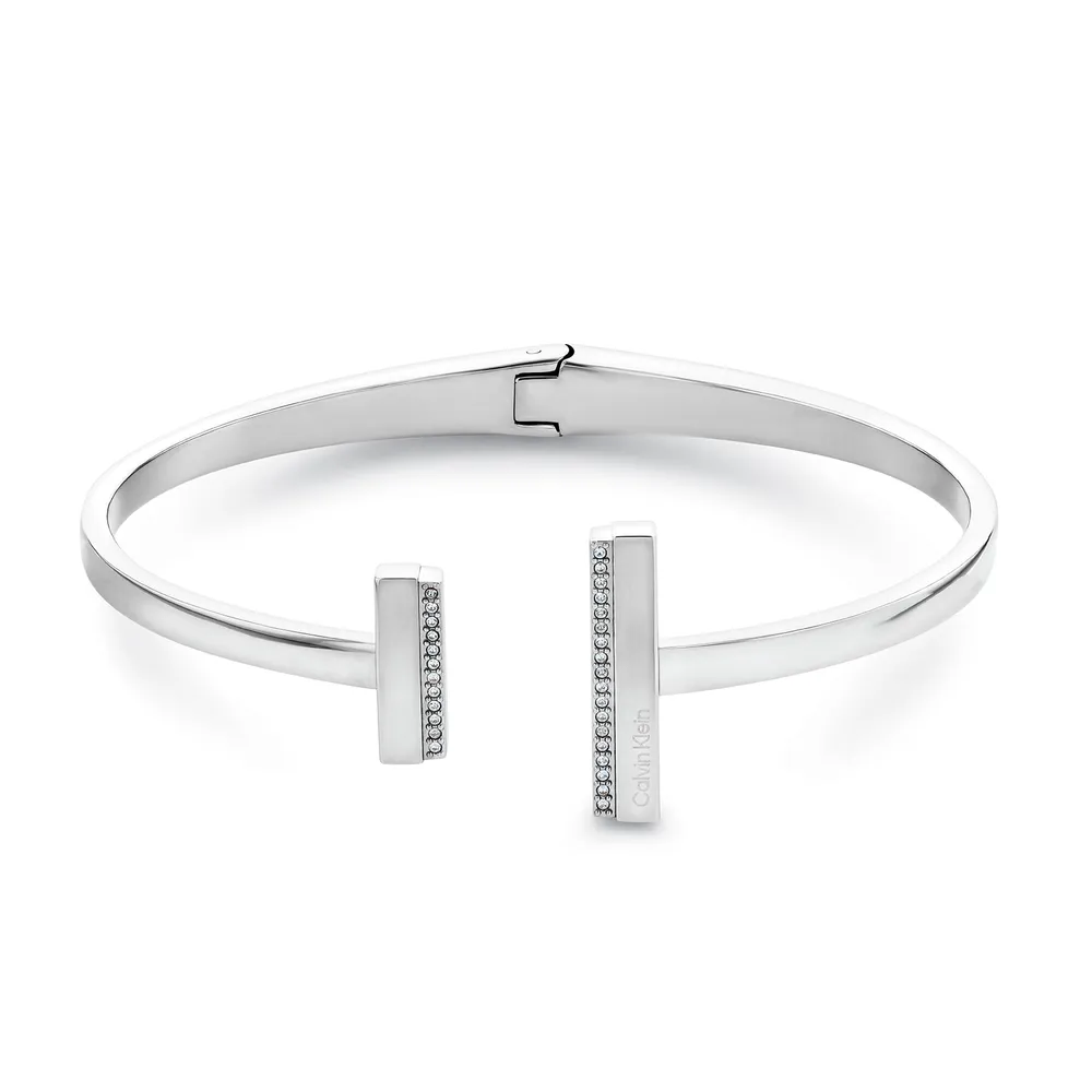 Calvin Klein Ladies Stainless Steel Linear Crystal Bangle