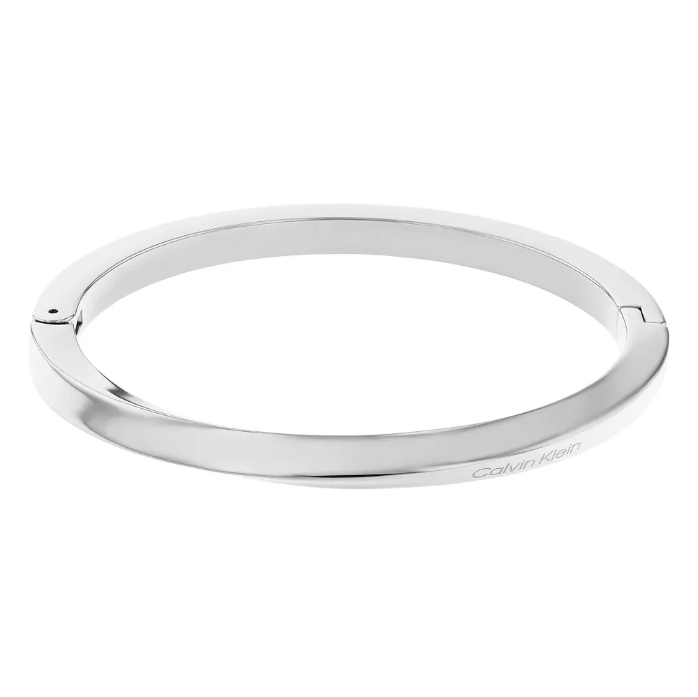 Calvin Klein Ladies Stainless Steel Twisted Hinged Bangle