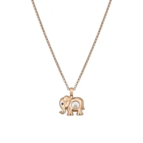 Chopard Happy Diamonds Elephant Pendant In Ethical 18ct Rose Gold With Diamonds and Sapphire