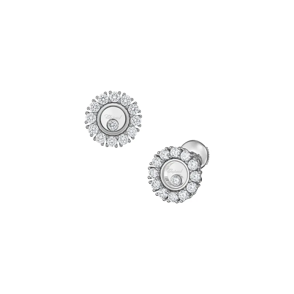 Chopard Happy Diamonds Icons Joaillerie Stud Earrings In Ethical 18ct White Gold With Diamonds
